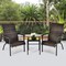 Costway 3 PCS Patio Rattan Bistro Set High Backrest Armrest SideTable Mix Gray\Mix Brown